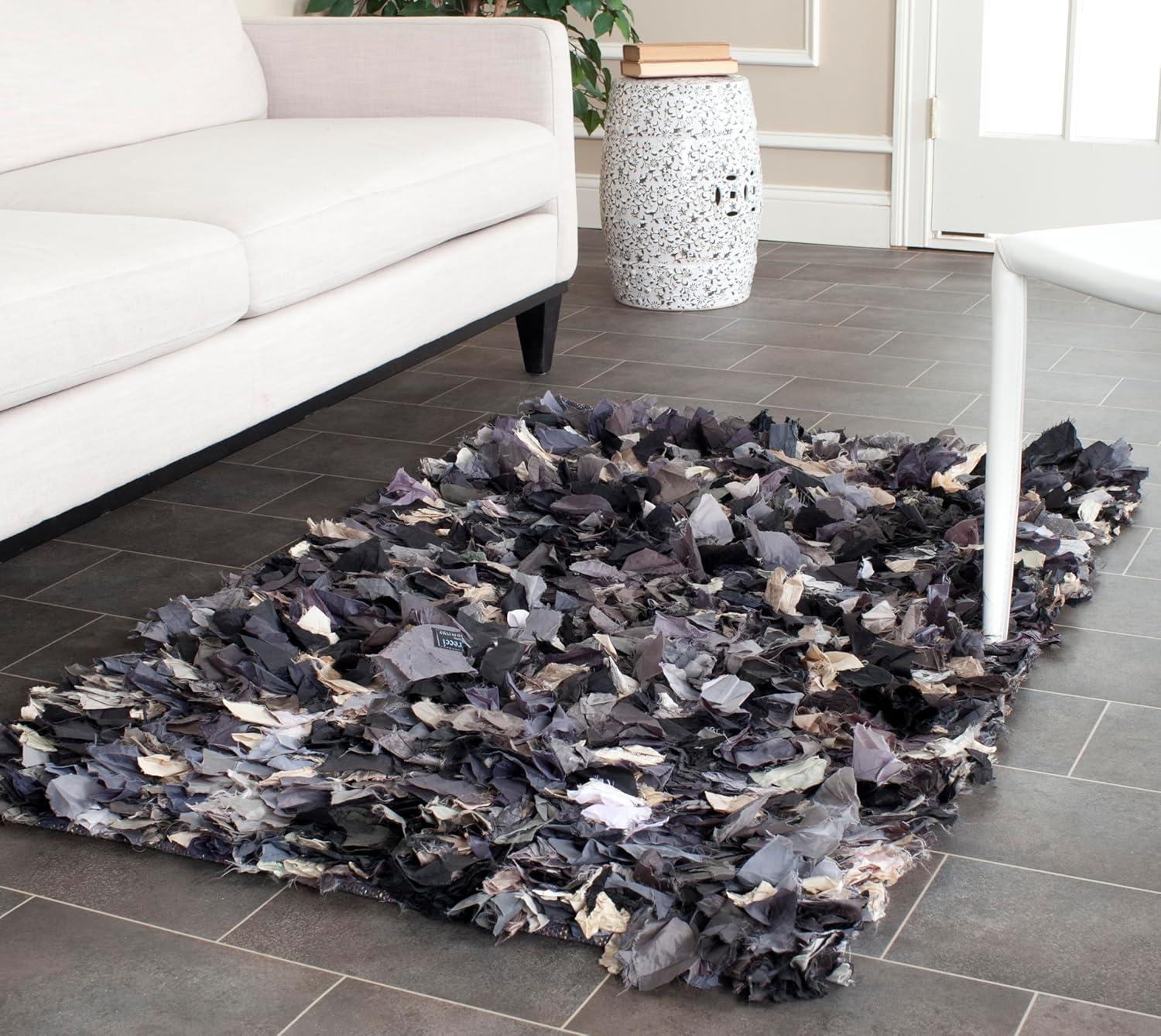 image:imageSAFAVIEH Rio Shag Collection Area Rug 5 x 8 Green amp Multi Handmade Decorative 35inch Thick Ideal for High Traffic Areas in Living Room Bedroom SG951ADark GreyMulti