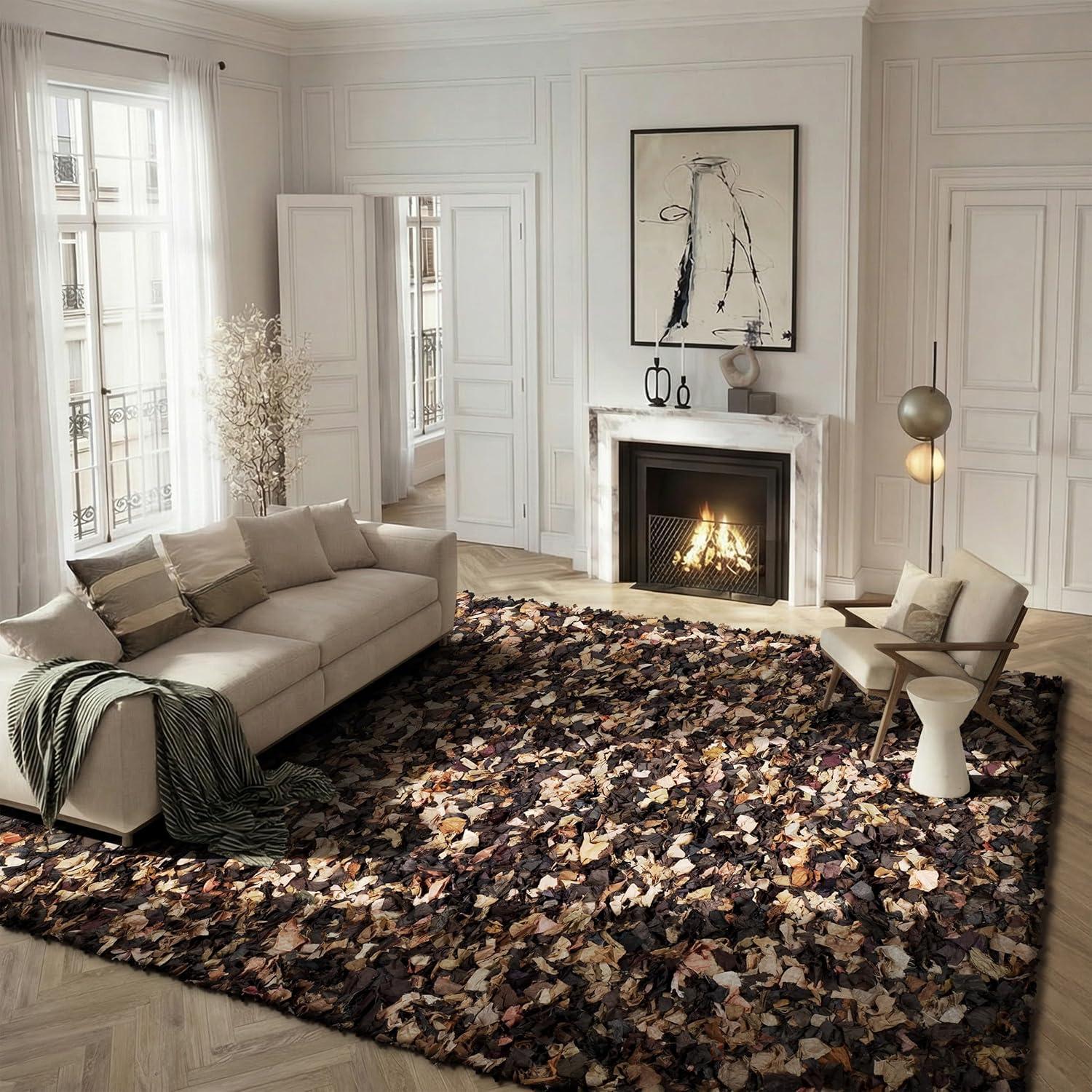 image:imageSAFAVIEH Rio Shag Collection Area Rug 5 x 8 Green amp Multi Handmade Decorative 35inch Thick Ideal for High Traffic Areas in Living Room Bedroom SG951ABrownMulti