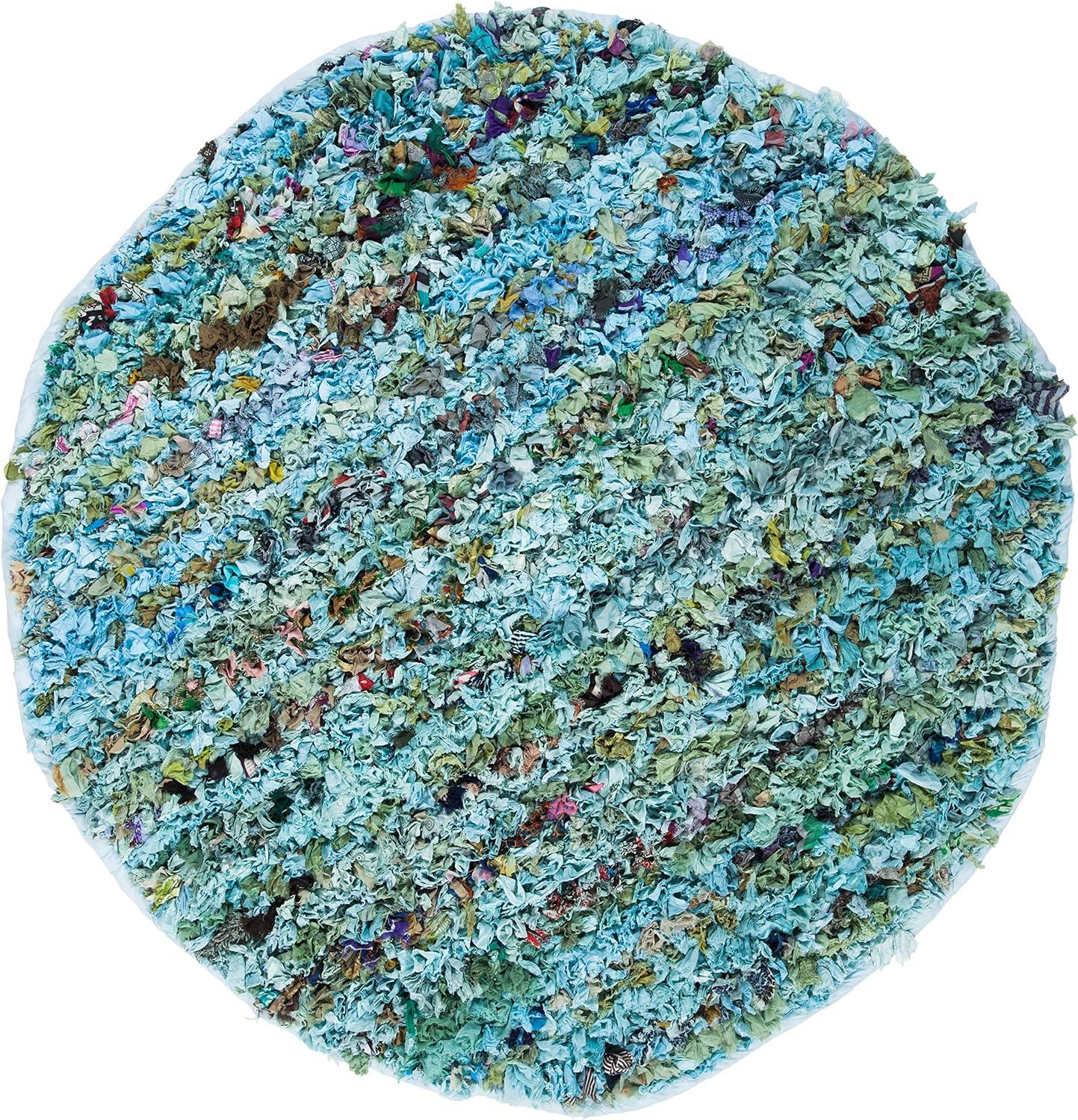 image:imageSAFAVIEH Rio Shag Collection Area Rug 5 x 8 Green amp Multi Handmade Decorative 35inch Thick Ideal for High Traffic Areas in Living Room Bedroom SG951ABlueMulti