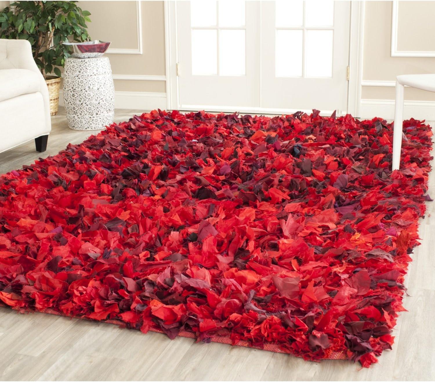 image:imageSAFAVIEH Rio Shag Collection Area Rug 5 x 8 Green amp Multi Handmade Decorative 35inch Thick Ideal for High Traffic Areas in Living Room Bedroom SG951ARedMulti