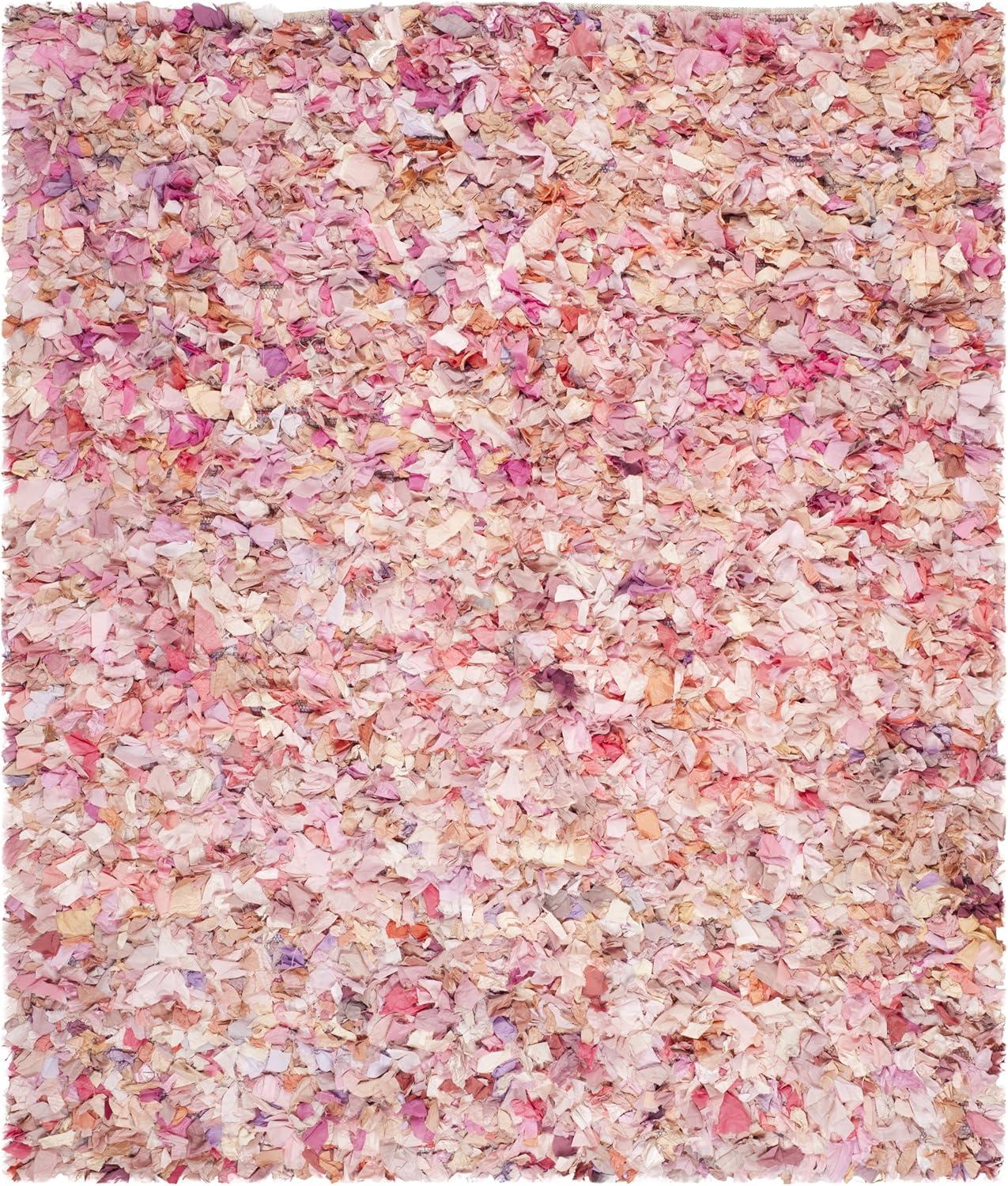 image:imageSAFAVIEH Rio Shag Collection Area Rug 5 x 8 Green amp Multi Handmade Decorative 35inch Thick Ideal for High Traffic Areas in Living Room Bedroom SG951AIvoryPink