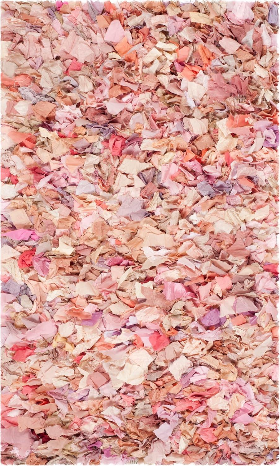 image:imageSAFAVIEH Rio Shag Collection Area Rug 5 x 8 Green amp Multi Handmade Decorative 35inch Thick Ideal for High Traffic Areas in Living Room Bedroom SG951AIvoryPink