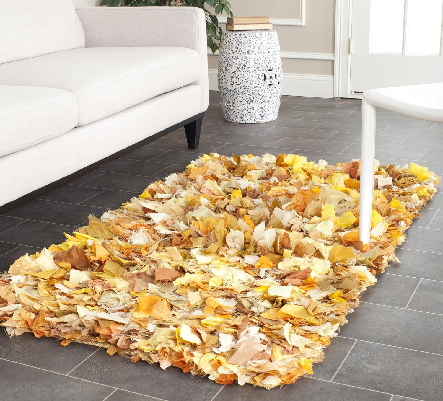 image:imageSAFAVIEH Rio Shag Collection Area Rug 5 x 8 Green amp Multi Handmade Decorative 35inch Thick Ideal for High Traffic Areas in Living Room Bedroom SG951AGoldMulti