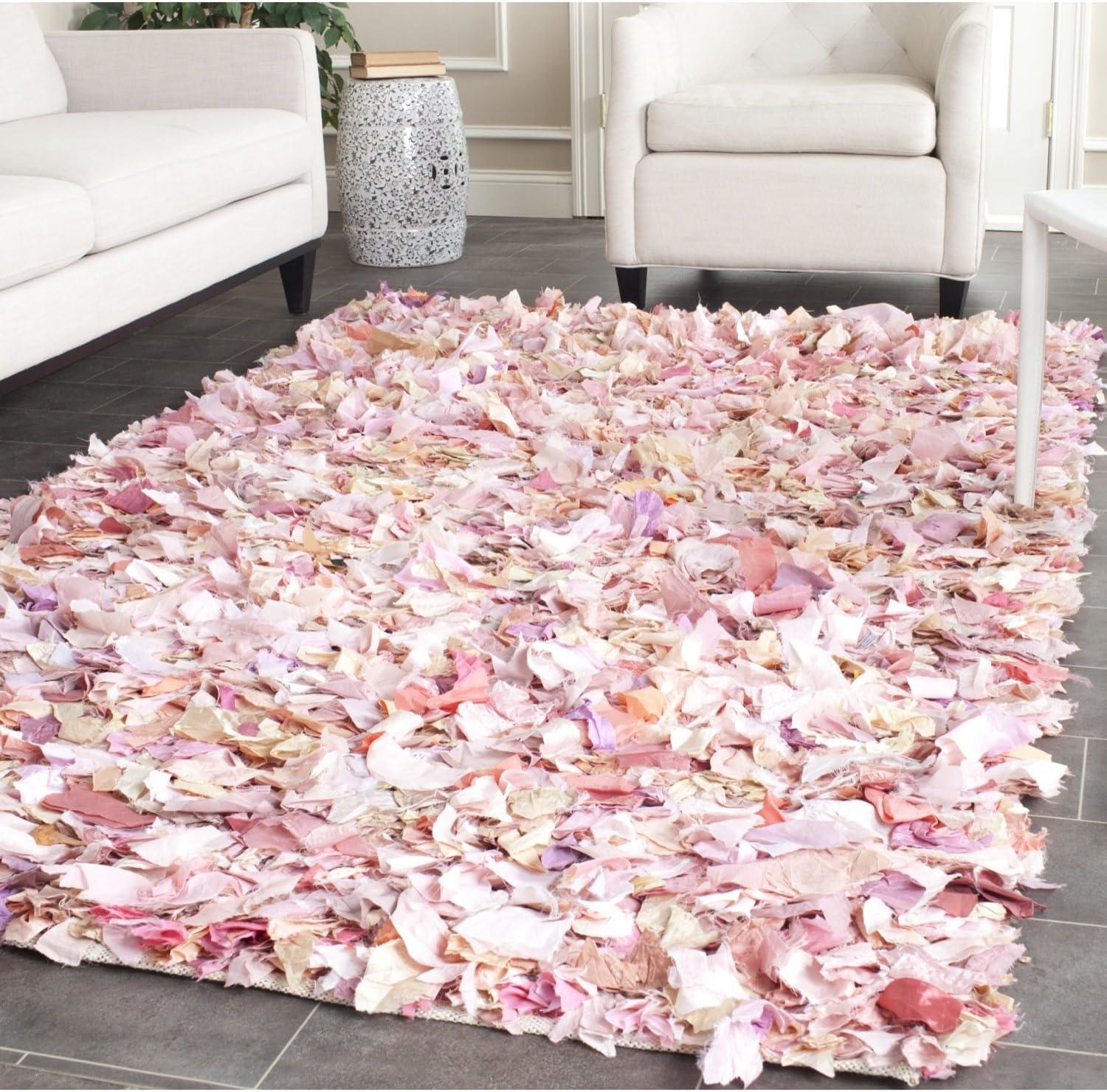 image:imageSAFAVIEH Rio Shag Collection Area Rug 5 x 8 Green amp Multi Handmade Decorative 35inch Thick Ideal for High Traffic Areas in Living Room Bedroom SG951AIvoryPink