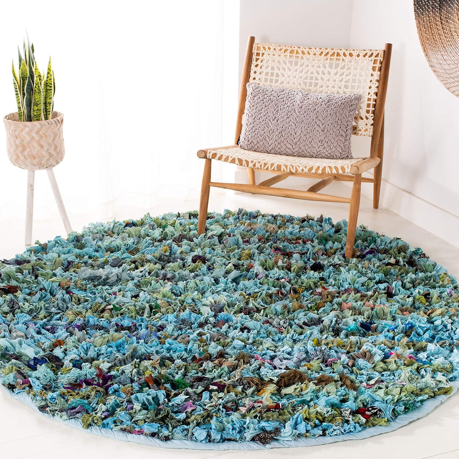 image:imageSAFAVIEH Rio Shag Collection Area Rug 5 x 8 Green amp Multi Handmade Decorative 35inch Thick Ideal for High Traffic Areas in Living Room Bedroom SG951ABlueMulti