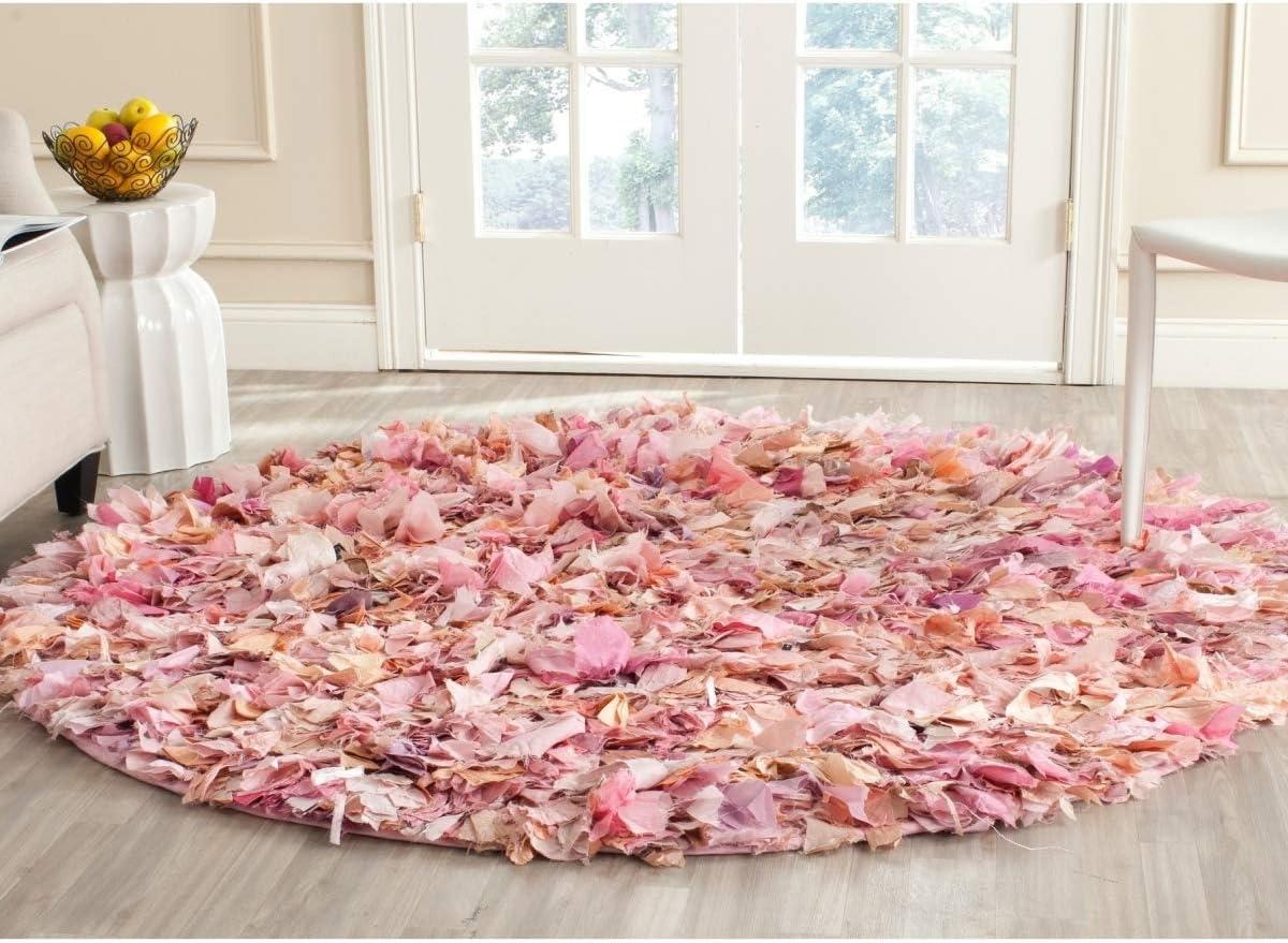 image:imageSAFAVIEH Rio Shag Collection Area Rug 5 x 8 Green amp Multi Handmade Decorative 35inch Thick Ideal for High Traffic Areas in Living Room Bedroom SG951ALight Pink
