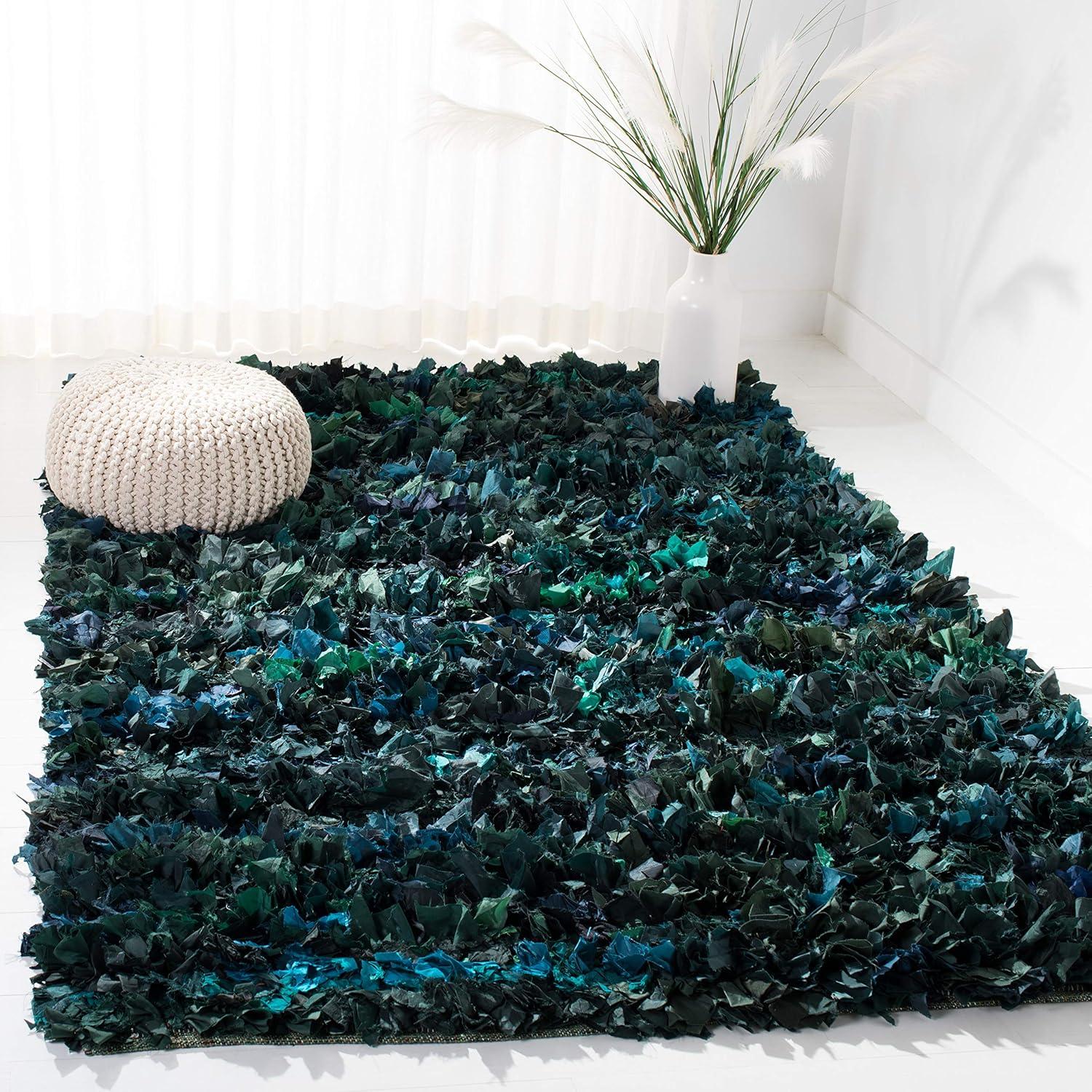 image:imageSAFAVIEH Rio Shag Collection Area Rug 5 x 8 Green amp Multi Handmade Decorative 35inch Thick Ideal for High Traffic Areas in Living Room Bedroom SG951AGreenMulti