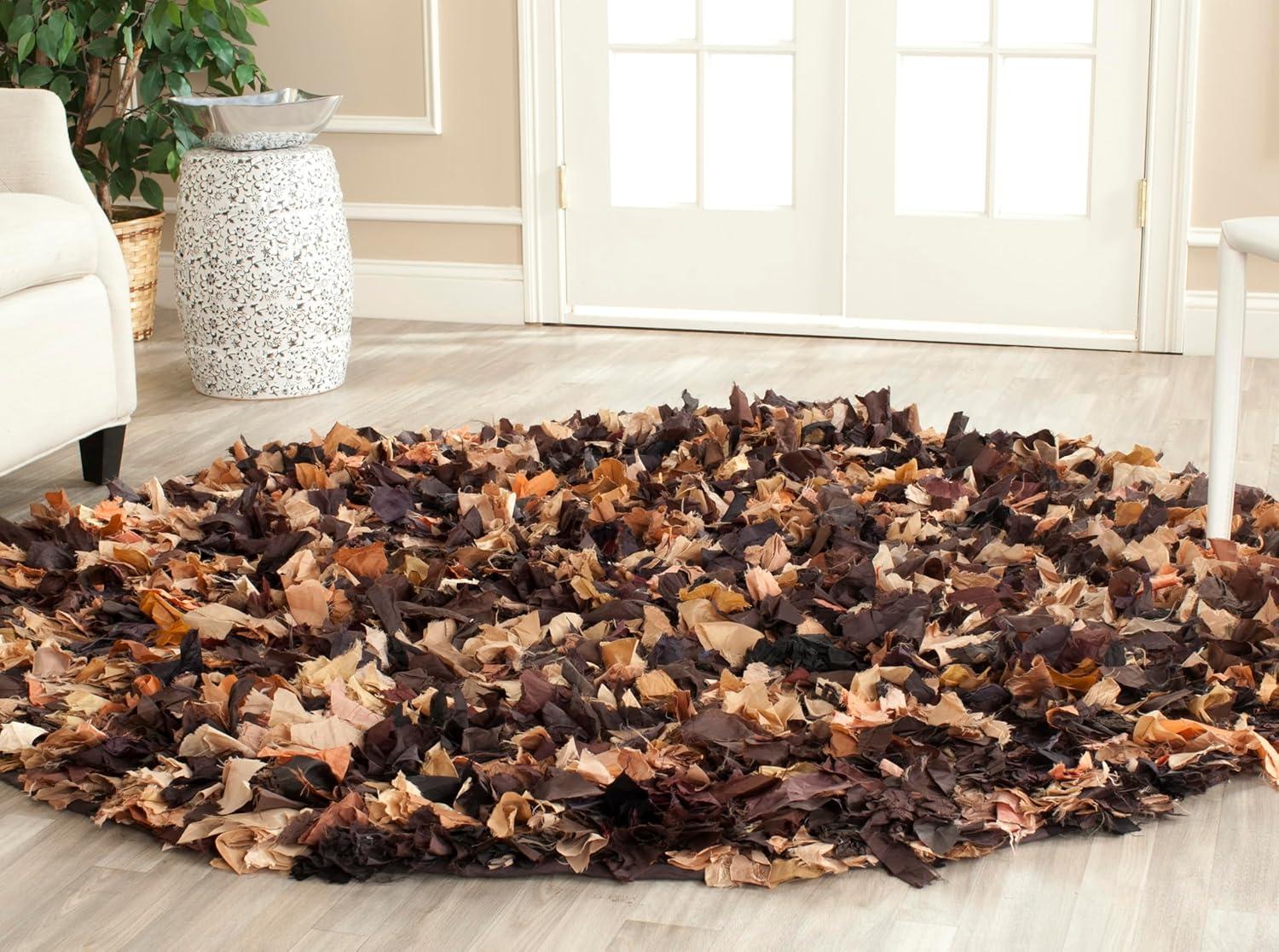 image:imageSAFAVIEH Rio Shag Collection Area Rug 5 x 8 Green amp Multi Handmade Decorative 35inch Thick Ideal for High Traffic Areas in Living Room Bedroom SG951ABrownMulti