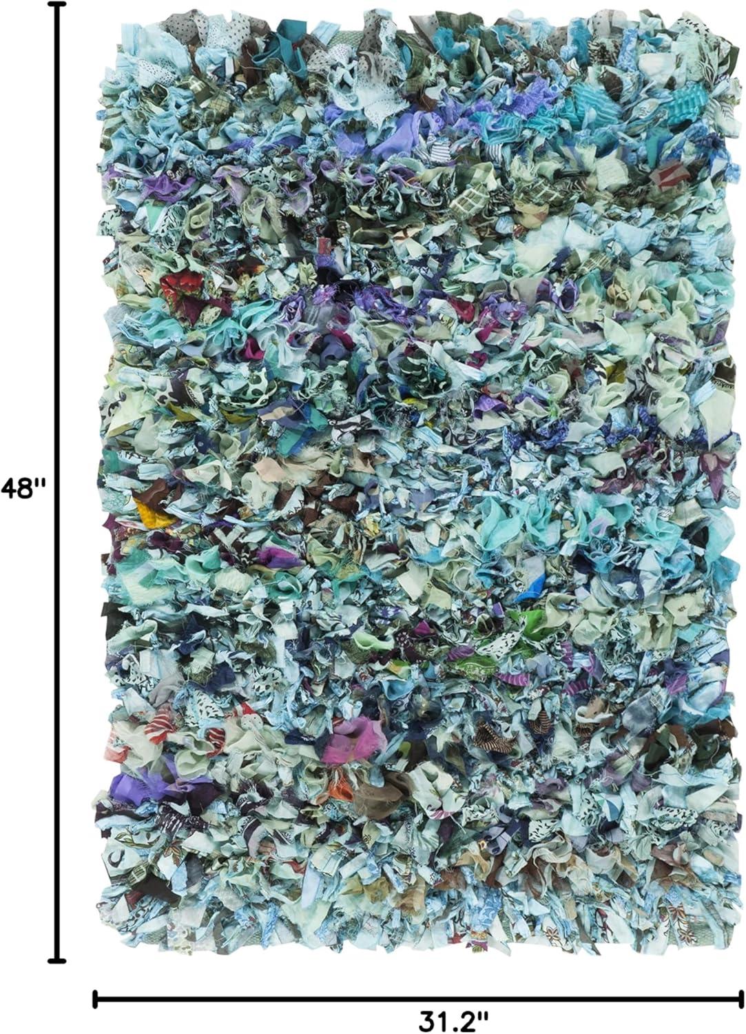image:imageSAFAVIEH Rio Shag Collection Area Rug 5 x 8 Green amp Multi Handmade Decorative 35inch Thick Ideal for High Traffic Areas in Living Room Bedroom SG951ABlueMulti