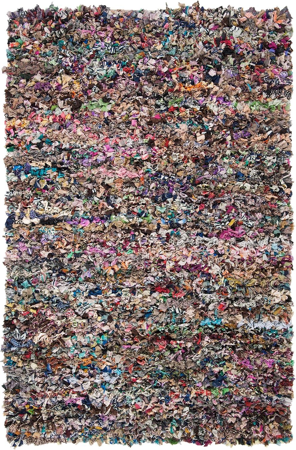 image:imageSAFAVIEH Rio Shag Collection Area Rug 5 x 8 Green amp Multi Handmade Decorative 35inch Thick Ideal for High Traffic Areas in Living Room Bedroom SG951AGreyMulti