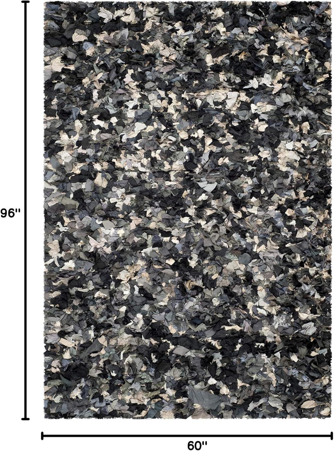 image:imageSAFAVIEH Rio Shag Collection Area Rug 5 x 8 Green amp Multi Handmade Decorative 35inch Thick Ideal for High Traffic Areas in Living Room Bedroom SG951ADark GreyMulti