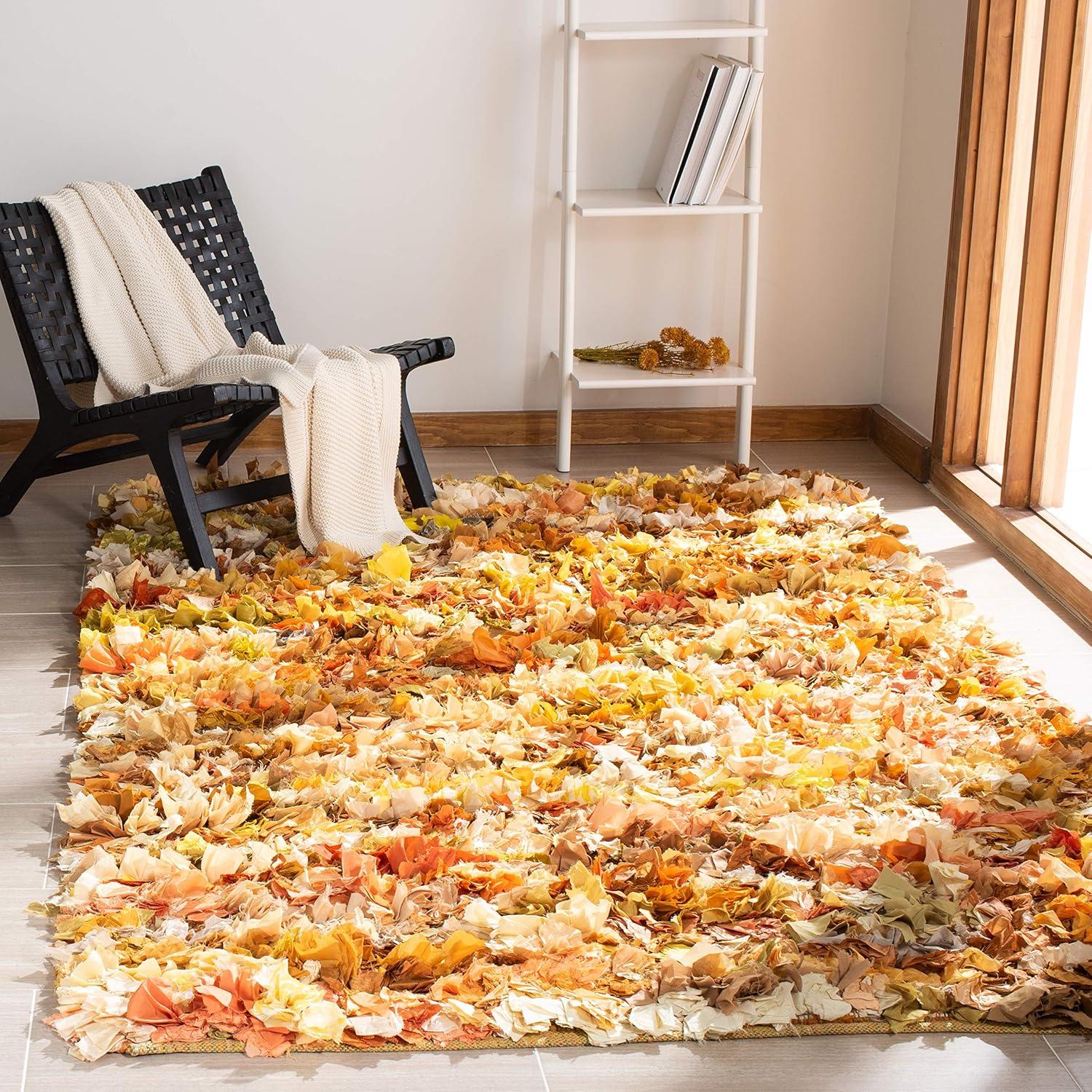 image:imageSAFAVIEH Rio Shag Collection Area Rug 5 x 8 Green amp Multi Handmade Decorative 35inch Thick Ideal for High Traffic Areas in Living Room Bedroom SG951AGoldMulti