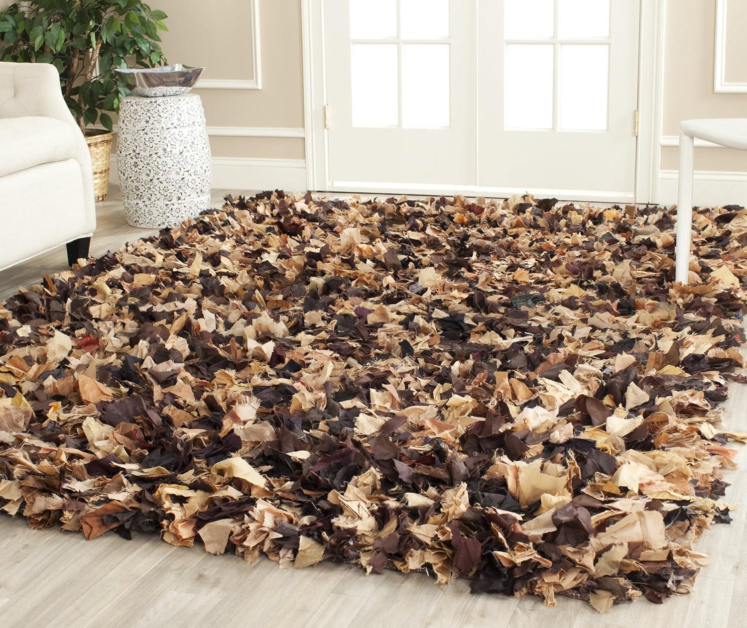 image:imageSAFAVIEH Rio Shag Collection Area Rug 5 x 8 Green amp Multi Handmade Decorative 35inch Thick Ideal for High Traffic Areas in Living Room Bedroom SG951ABrownMulti
