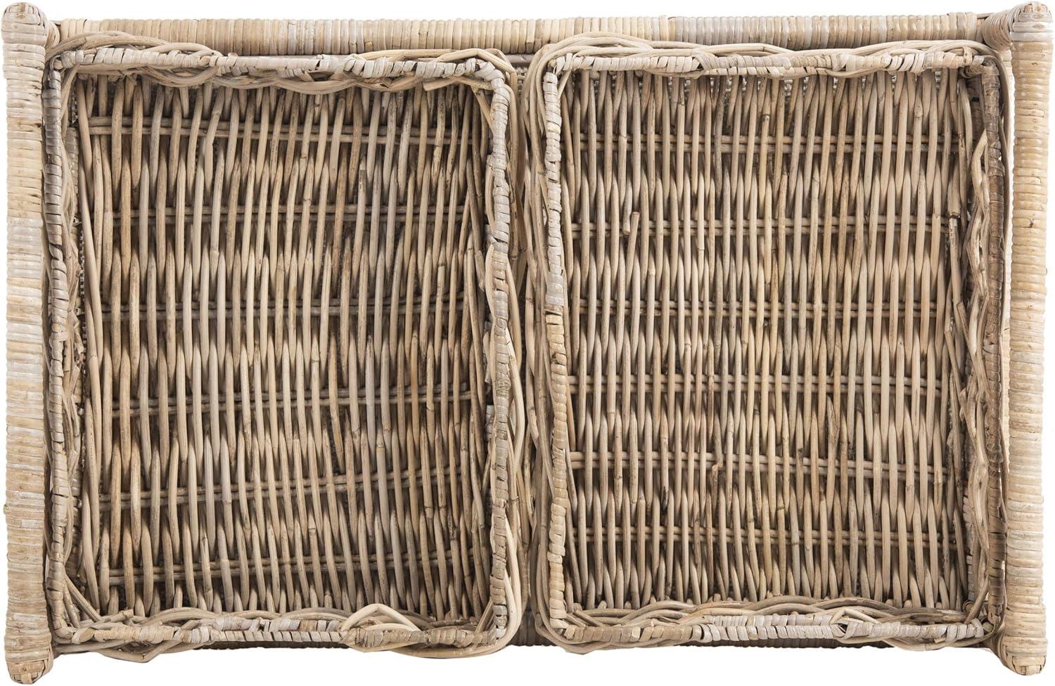 image:imageSafavieh Home Collection Ambrose BCT6500A Grey Wash and Antique Brass 2 Tier Rattan Bar Cart