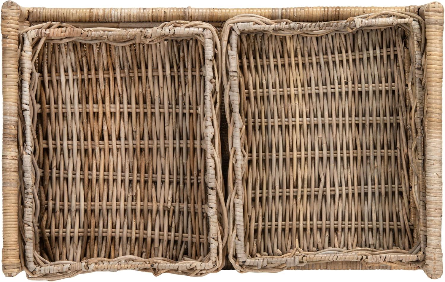 image:imageSafavieh Home Collection Ambrose BCT6500A Grey Wash and Antique Brass 2 Tier Rattan Bar Cart