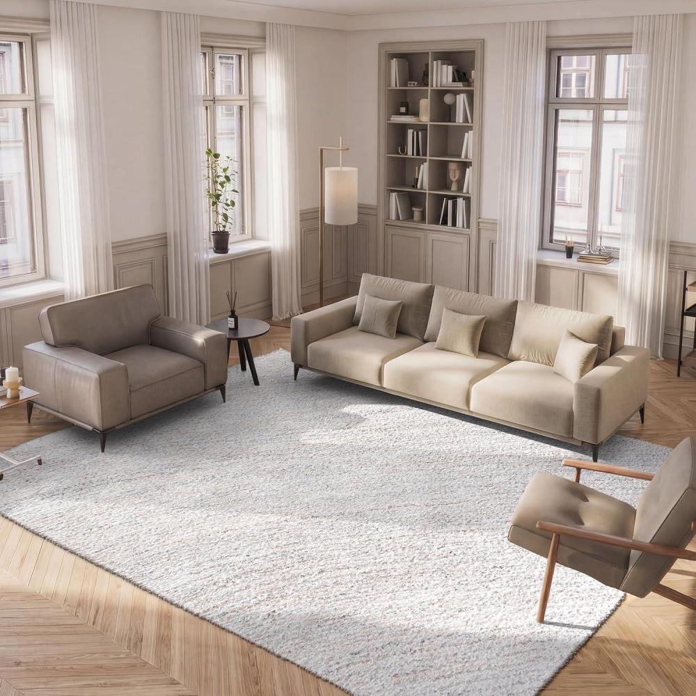 image:imageSAFAVIEH 8x10 Area Rug Glory Shag Collection Large Ivory amp Grey Handmade Plush Thick Pile Ideal for Living Room Bedroom Dining Space GRS102FIvoryBeige