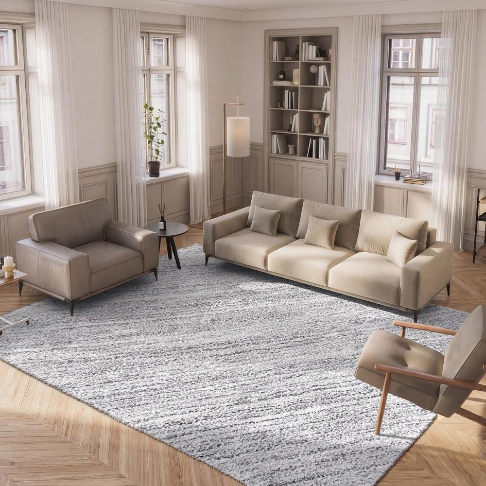 image:imageSAFAVIEH 8x10 Area Rug Glory Shag Collection Large Ivory amp Grey Handmade Plush Thick Pile Ideal for Living Room Bedroom Dining Space GRS102FIvoryGrey