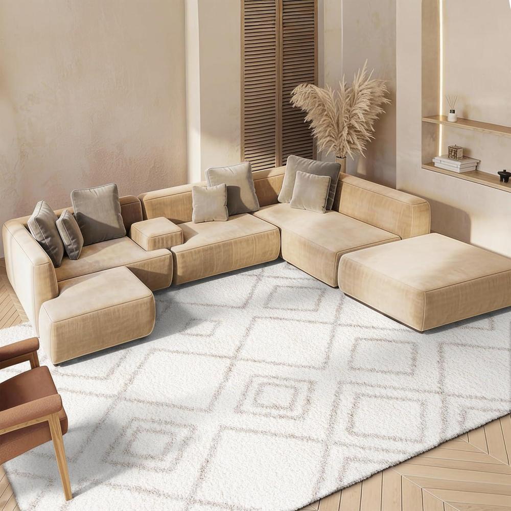image:imageSAFAVIEH Area Rug 8x10 Arizona Shag Collection Large Ivory amp Beige Moroccan Boho Design NonShedding amp Easy to Clean Ideal for Living Room Bedroom Dining Space ASG744A