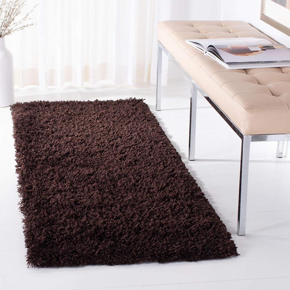 image:imageSAFAVIEH Classic Shag Collection Area Rug  5 x 8 Lime Handmade 175inch Thick Ideal for High Traffic Areas in Living Room Bedroom SG240BChocolate