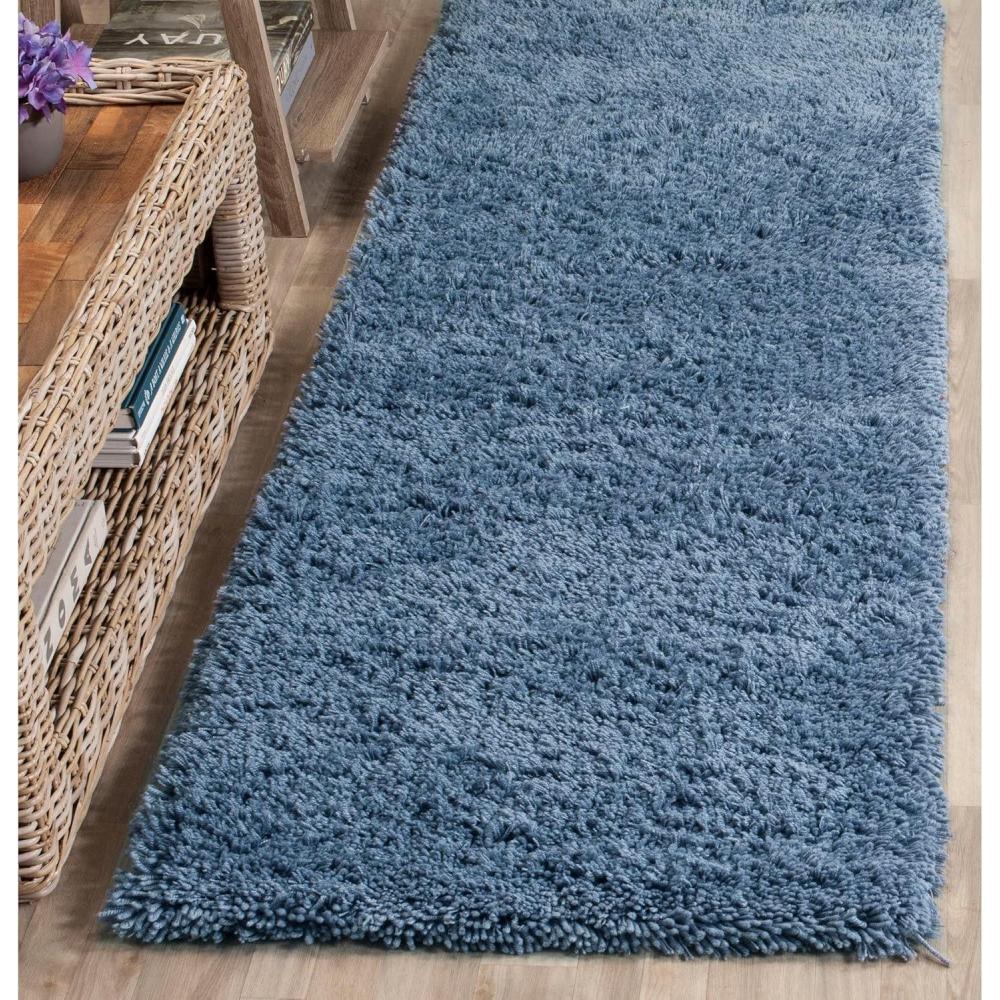 image:imageSAFAVIEH Classic Shag Collection Area Rug 5 x 8 Lime Handmade 175inch Thick Ideal for High Traffic Areas in Living Room Bedroom SG240BLight Blue