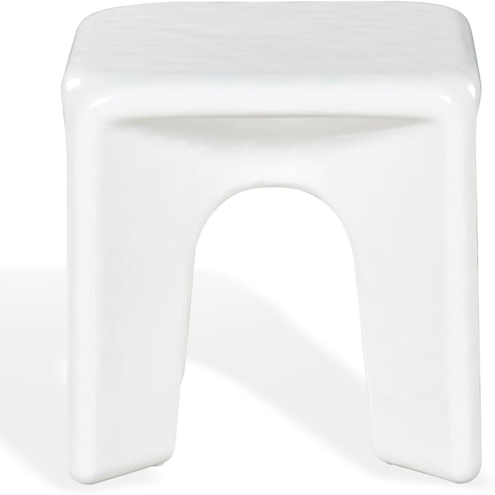 image:imageSAFAVIEH Couture Collection  Mayelin White Concrete Accent Table Modern Sculptural Side Table High Gloss Finish Fully Assembled SFV2624AWhite