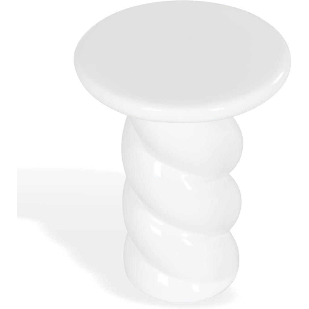 image:imageSAFAVIEH Couture Collection Noelly Olive Green Concrete Accent Table Contemporary Swirl Pedestal Side Table High Gloss Finish Fully Assembled SFV2621CWhite