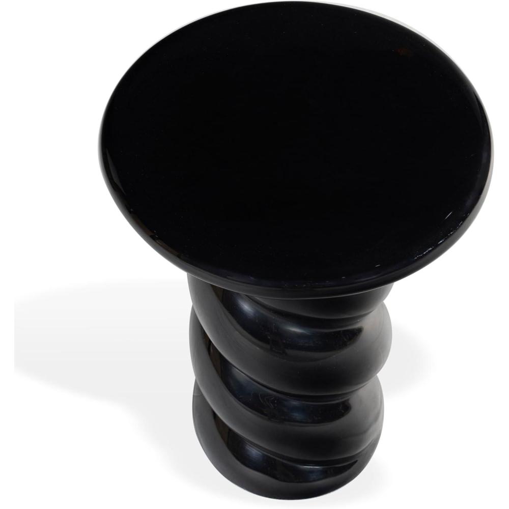image:imageSAFAVIEH Couture Collection Noelly Olive Green Concrete Accent Table Contemporary Swirl Pedestal Side Table High Gloss Finish Fully Assembled SFV2621CBlack