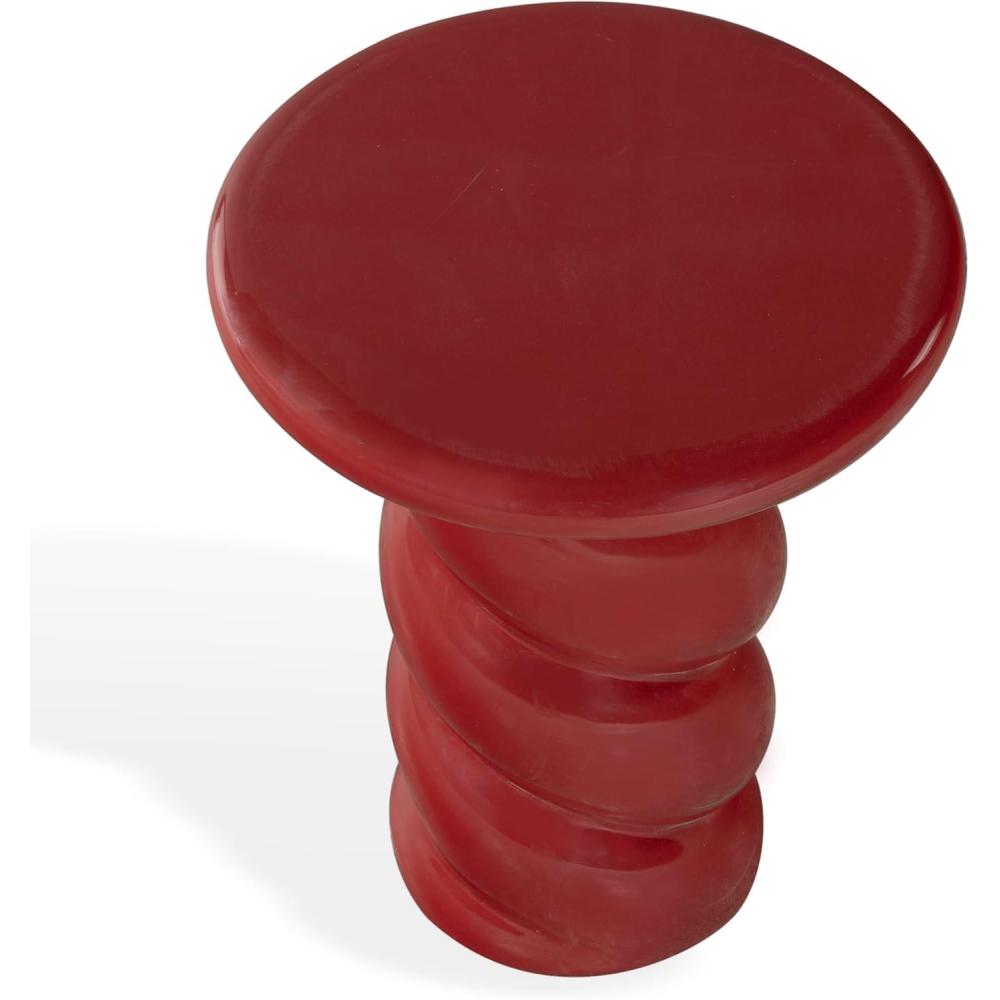 image:imageSAFAVIEH Couture Collection Noelly Olive Green Concrete Accent Table Contemporary Swirl Pedestal Side Table High Gloss Finish Fully Assembled SFV2621CRed