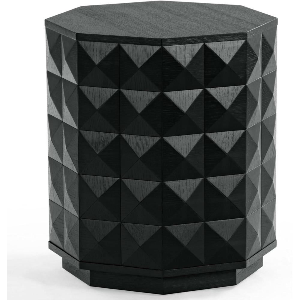 image:imageSAFAVIEH Couture Collection Patty Black Accent Table Octagonal Side Table Carved Design Fully Assembled SFV7252ABlack