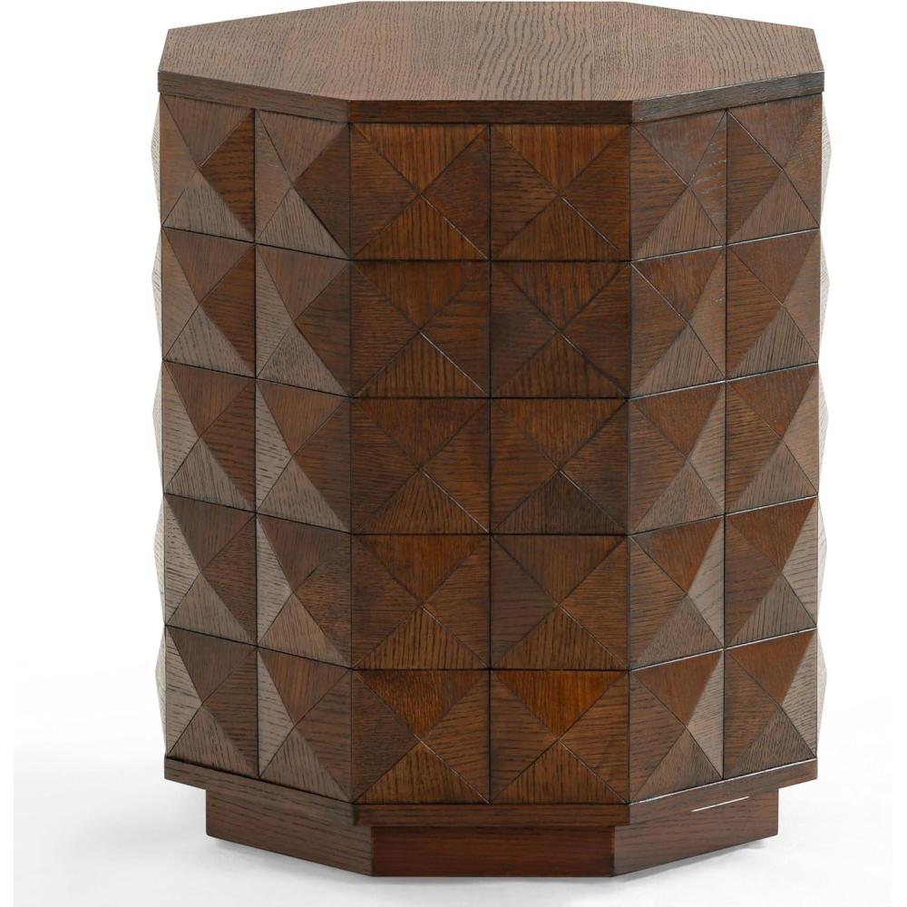 image:imageSAFAVIEH Couture Collection Patty Black Accent Table Octagonal Side Table Carved Design Fully Assembled SFV7252AWalnut