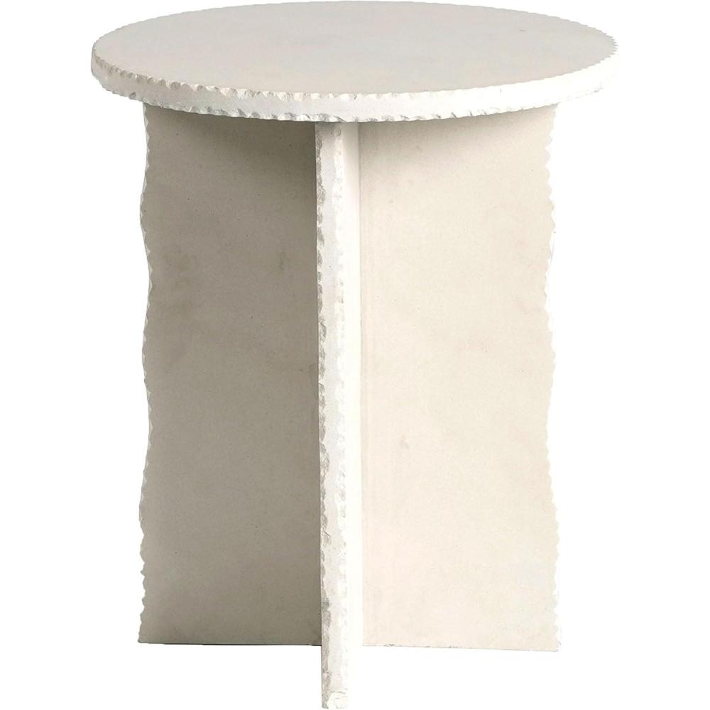 image:imageSAFAVIEH Couture Collection Raybrook Stone Round Accent Table Fully Assembled Mint Sandstone Side Table SFV5785AOff White