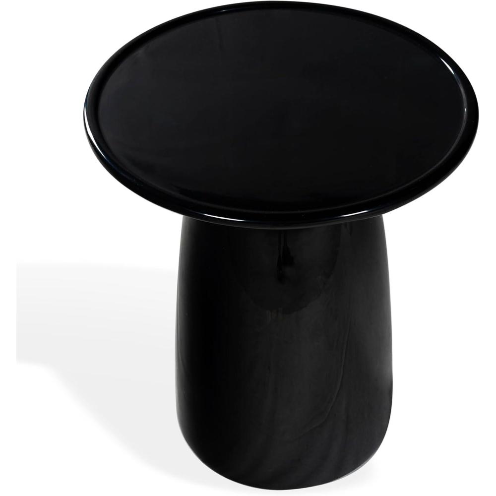 image:imageSAFAVIEH Couture Collection Stephan Olive Green Concrete Accent Table Sculptural High Gloss Finish Modern Round Top Fully Assembled SFV2617BBlack