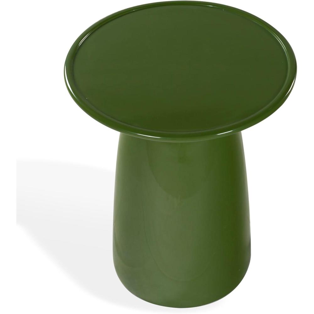 image:imageSAFAVIEH Couture Collection Stephan Olive Green Concrete Accent Table Sculptural High Gloss Finish Modern Round Top Fully Assembled SFV2617BOlive Green