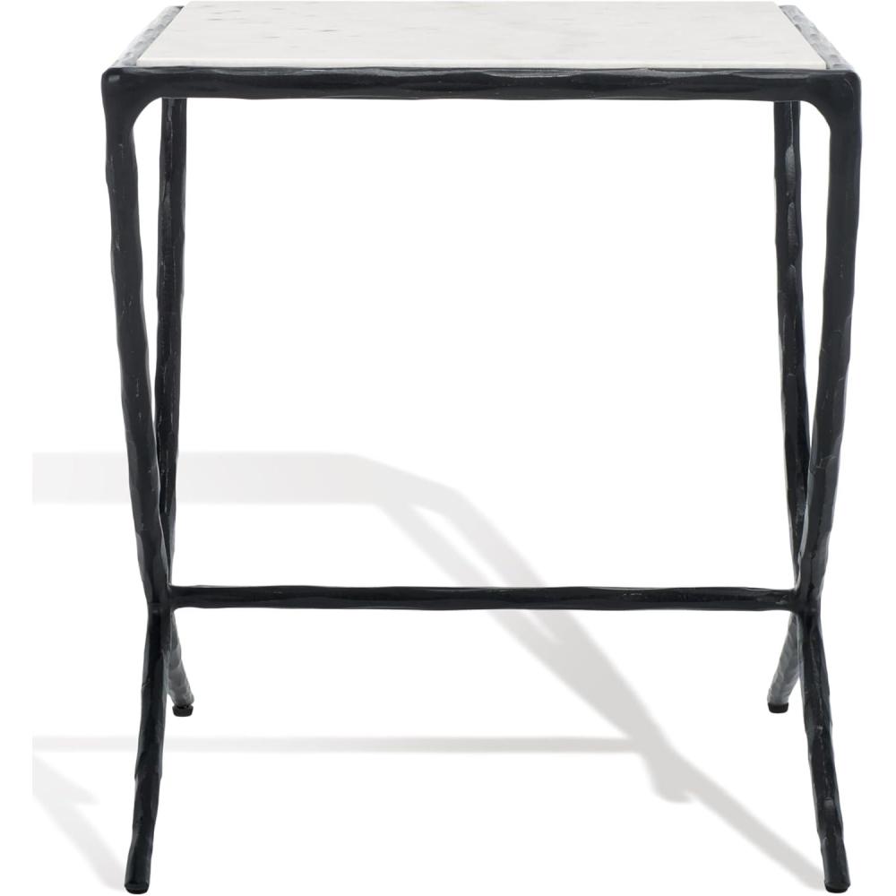 image:imageSAFAVIEH Couture Collection Debbie WhiteBrass Square Metal Accent Table Fully AssembledBlackWhite