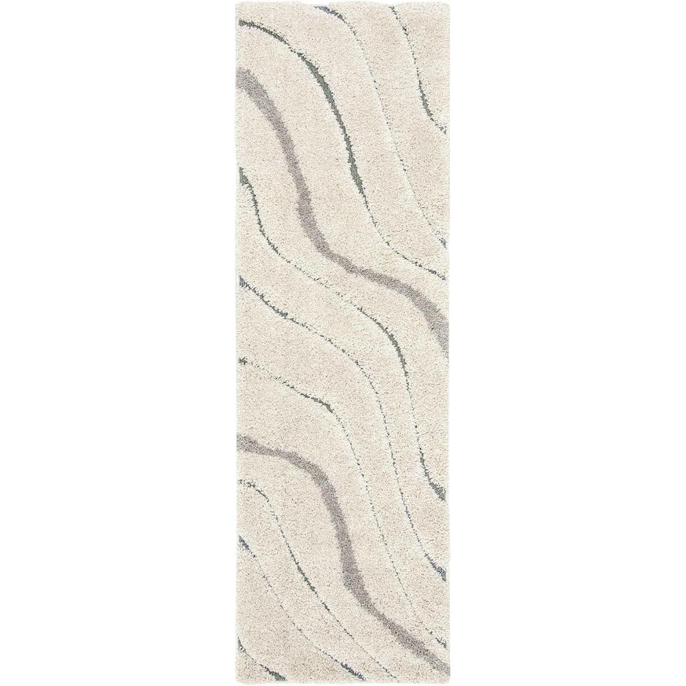 image:imageSAFAVIEH Florida Shag Collection Area Rug 86 x 12 Dark Blue amp Cream NonShedding amp Easy Care 12inch Thick Ideal for High Traffic Areas in Living Room Bedroom SG4726511CreamLight Blue