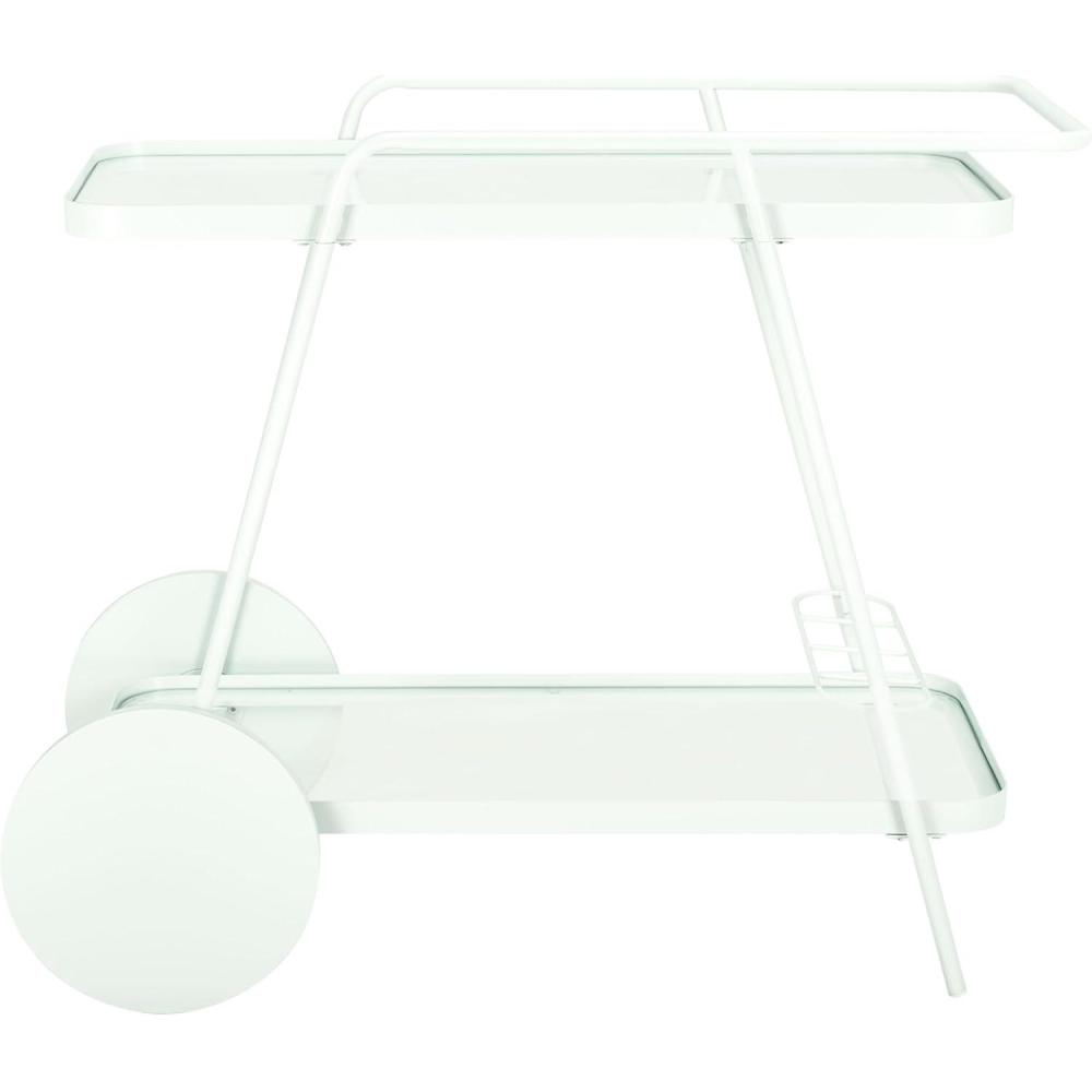 image:imageSAFAVIEH Home Collection Zunia White amp Glass 2Tier Bar Cart Modern Metal Serving Cart Sleek Contemporary Design BCT2504ESoft MintGlass