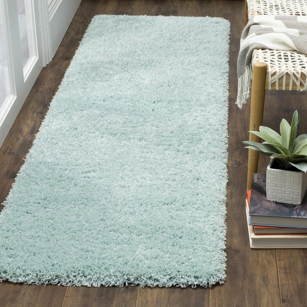 image:imageSAFAVIEH Laguna Shag Collection Area Rug 8 x 10 Sand Solid Design NonShedding amp Easy Care 2inch Thick Ideal for High Traffic Areas in Living Room Bedroom SGL303CLight Blue