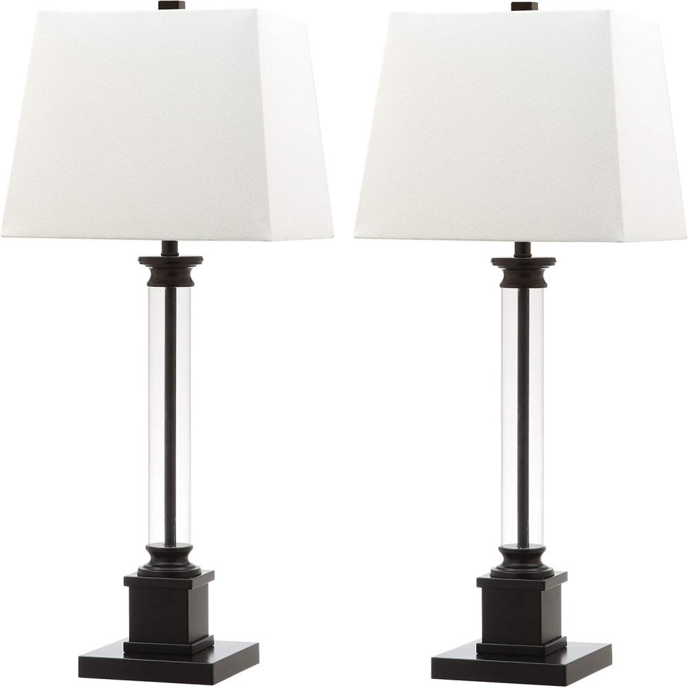 image:imageSAFAVIEH Lighting Collection Davis Modern Farmhouse Black 31inch Bedroom Living Room Home Office Desk Nightstand Table Lamp Set of 2 LED Bulbs Included
