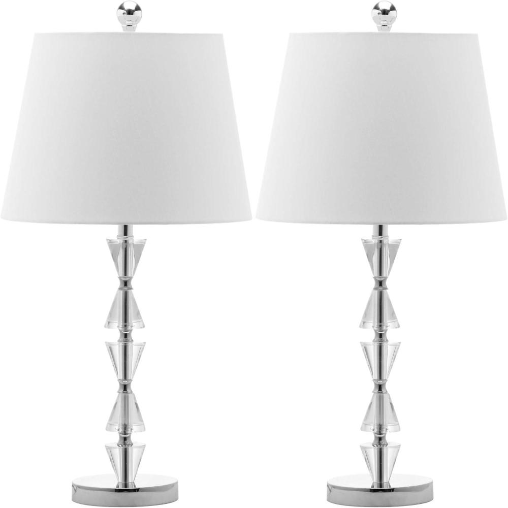 image:imageSAFAVIEH Lighting Collection Deco Prisms Modern Glam Crystal 21inch Bedroom Living Room Home Office Desk Nightstand Table Lamp Set of 2 LED Bulbs Included