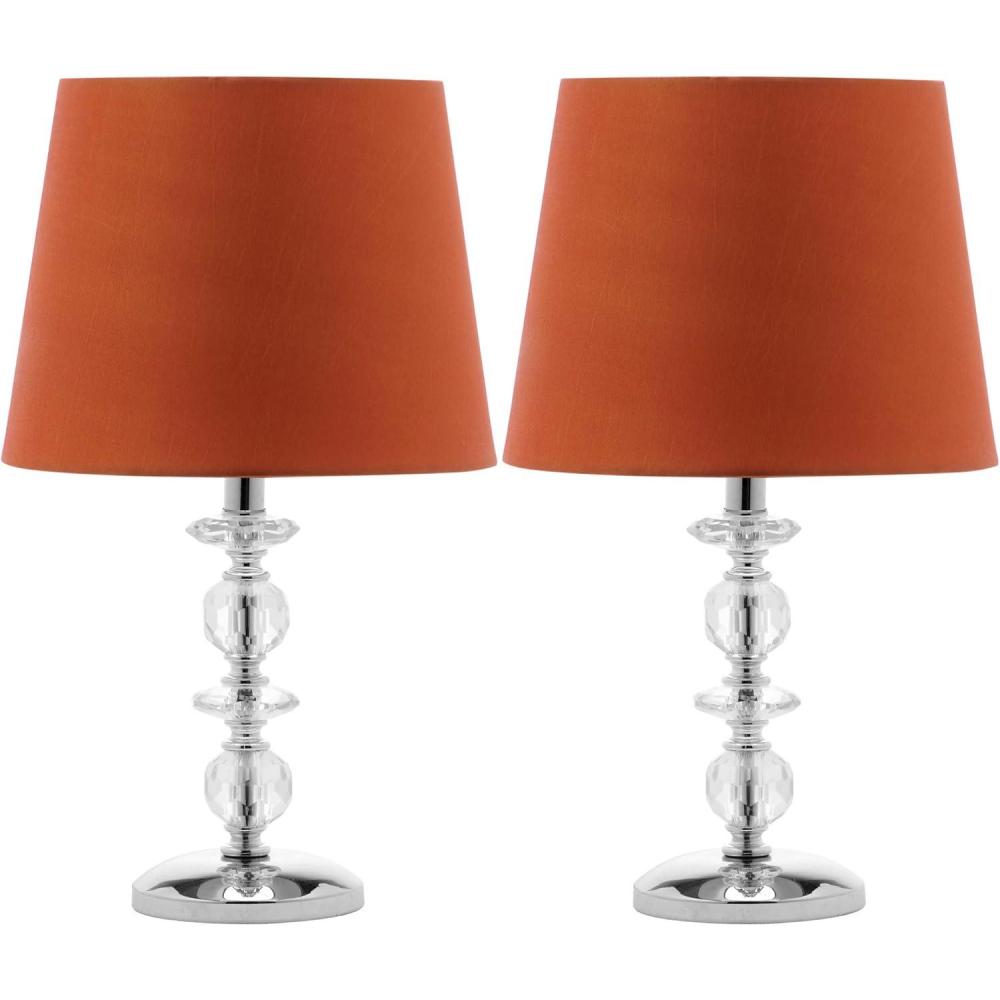 image:imageSAFAVIEH Lighting Collection Derry Modern Glam Crystal Stacked Orb OffWhite Shade 15inch Bedroom Living Room Home Office Desk Nightstand Table Lamp Set of 2 LED Bulbs IncludedClearOrange Set of 2