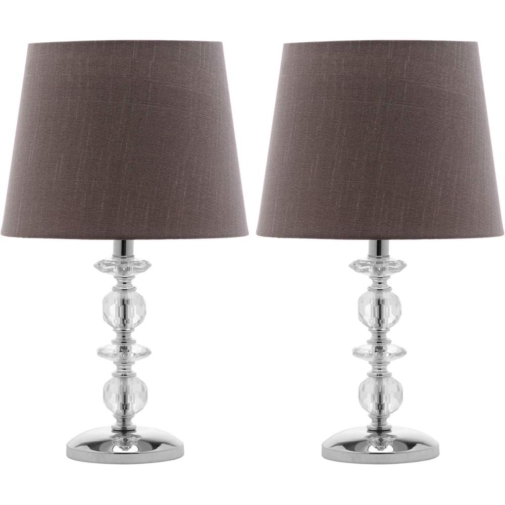image:imageSAFAVIEH Lighting Collection Derry Modern Glam Crystal Stacked Orb OffWhite Shade 15inch Bedroom Living Room Home Office Desk Nightstand Table Lamp Set of 2 LED Bulbs IncludedClearGrey Set of 2