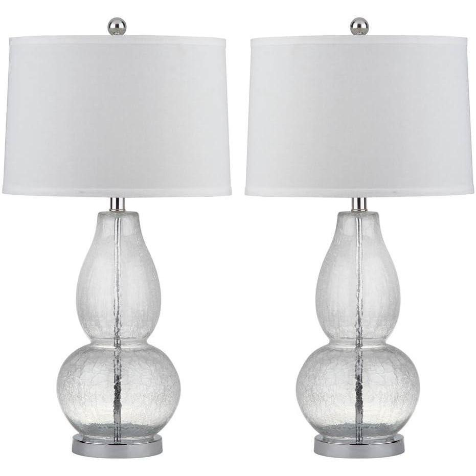 image:imageSAFAVIEH Lighting Collection Mercurio Crackle Glass Double Gourd 29inch Bedroom Living Room Home Office Desk Nightstand Table Lamp Set of 2 LED Bulbs IncludedGlass