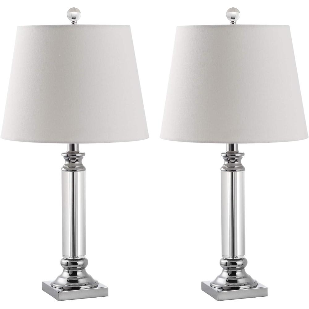 image:imageSAFAVIEH Lighting Collection Zara Modern Farmhouse Crystal 24inch Bedroom Living Room Home Office Desk Nightstand Table Lamp Set of 2 LED Bulbs Included