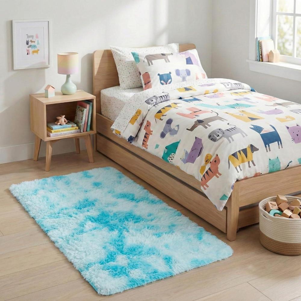 image:imageSAFAVIEH Rainbow Shag Collection Area Rug 8 x 10 Light Beige Slip Resistant NonShedding amp Easy Care 16inch Thick Ideal for Living Room Bedroom Home Office Dining Space RBO100A8Aqua