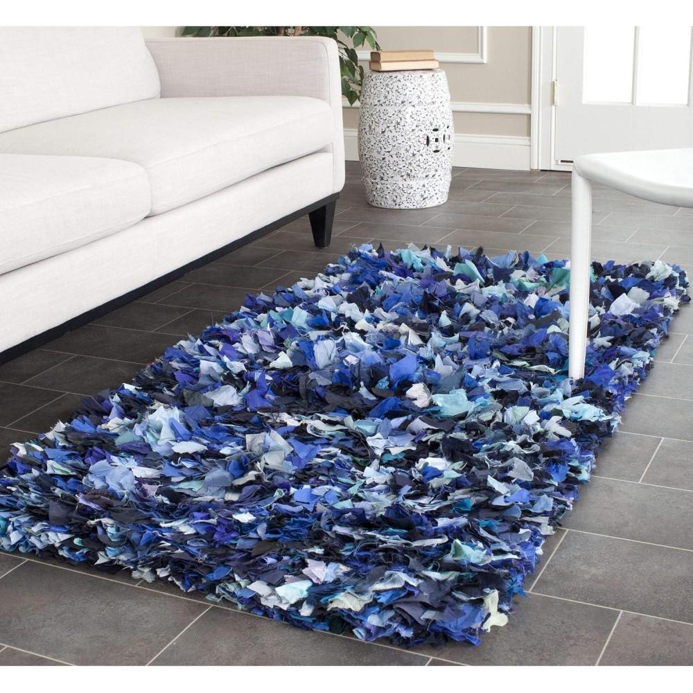 image:imageSAFAVIEH Rio Shag Collection Area Rug 5 x 8 Green amp Multi Handmade Decorative 35inch Thick Ideal for High Traffic Areas in Living Room Bedroom SG951ANavyMulti