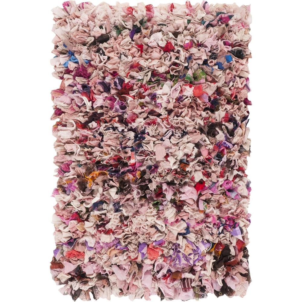 image:imageSAFAVIEH Rio Shag Collection Area Rug 5 x 8 Green amp Multi Handmade Decorative 35inch Thick Ideal for High Traffic Areas in Living Room Bedroom SG951ABlush