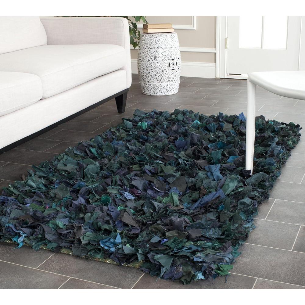 image:imageSAFAVIEH Rio Shag Collection Area Rug 5 x 8 Green amp Multi Handmade Decorative 35inch Thick Ideal for High Traffic Areas in Living Room Bedroom SG951AGreenMulti