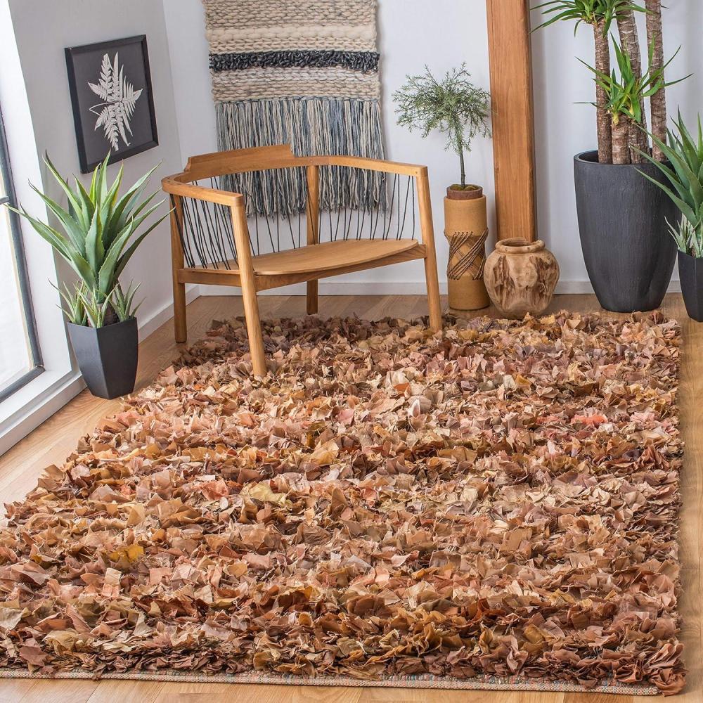 image:imageSAFAVIEH Rio Shag Collection Area Rug 5 x 8 Green amp Multi Handmade Decorative 35inch Thick Ideal for High Traffic Areas in Living Room Bedroom SG951ANaturalMulti