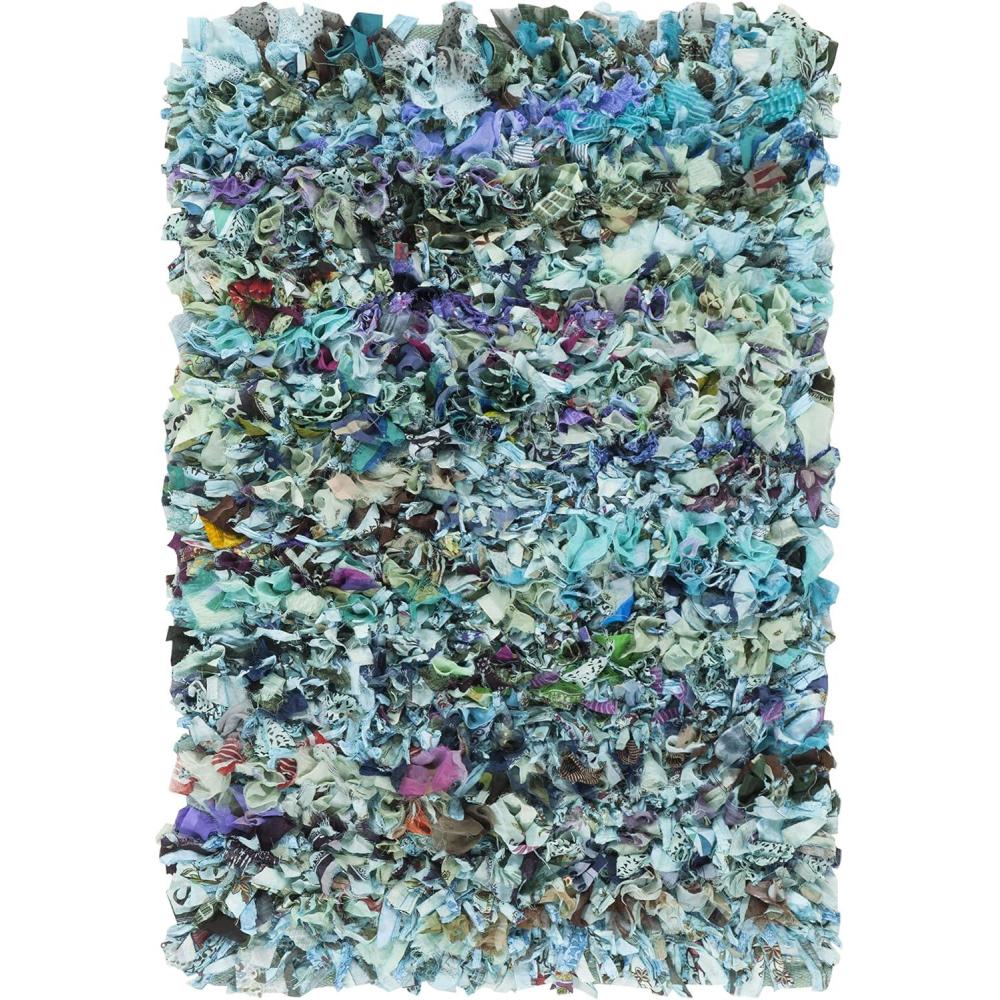 image:imageSAFAVIEH Rio Shag Collection Area Rug 5 x 8 Green amp Multi Handmade Decorative 35inch Thick Ideal for High Traffic Areas in Living Room Bedroom SG951ABlueMulti