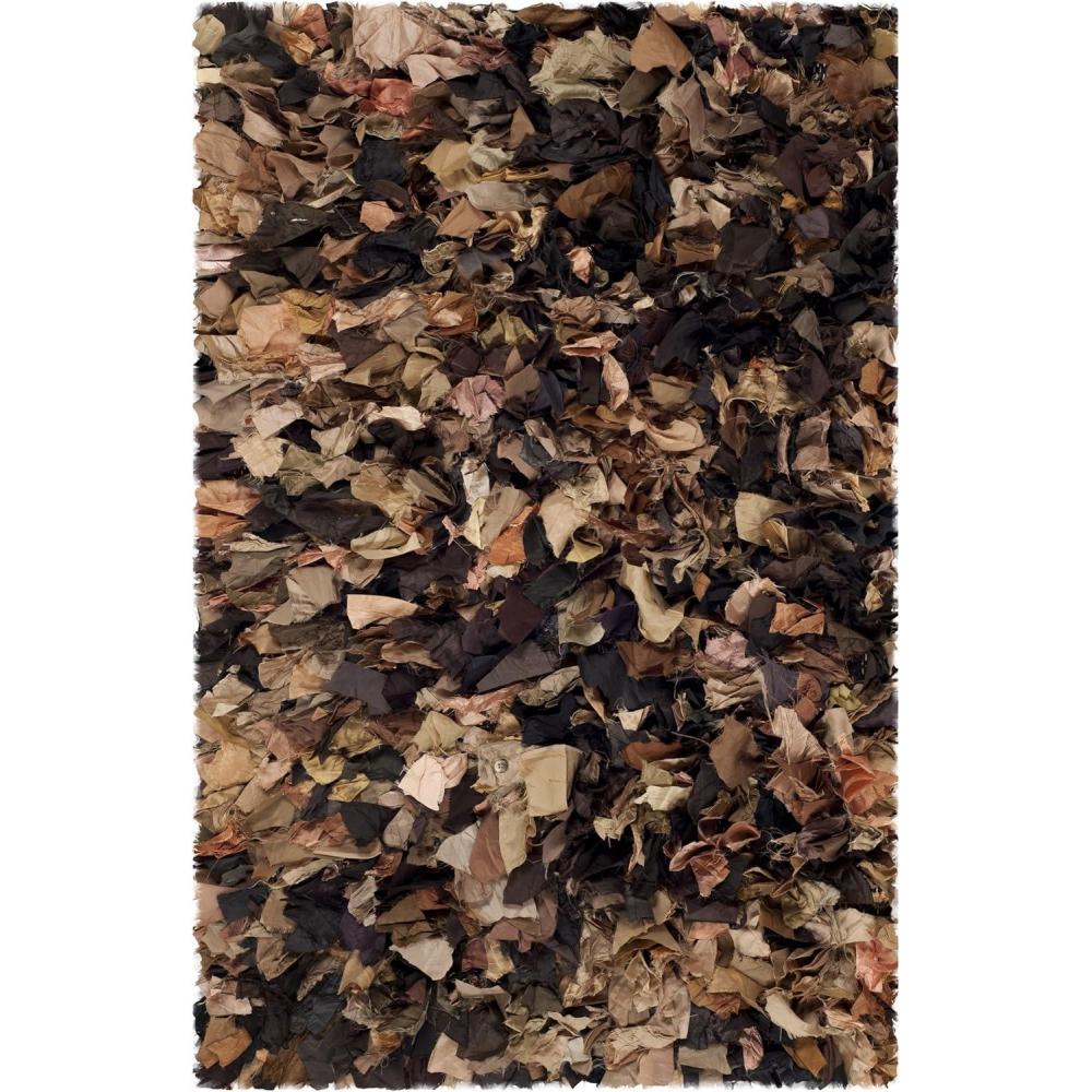 image:imageSAFAVIEH Rio Shag Collection Area Rug  5 x 8 Green amp Multi Handmade Decorative 35inch Thick Ideal for High Traffic Areas in Living Room Bedroom SG951ABrownMulti
